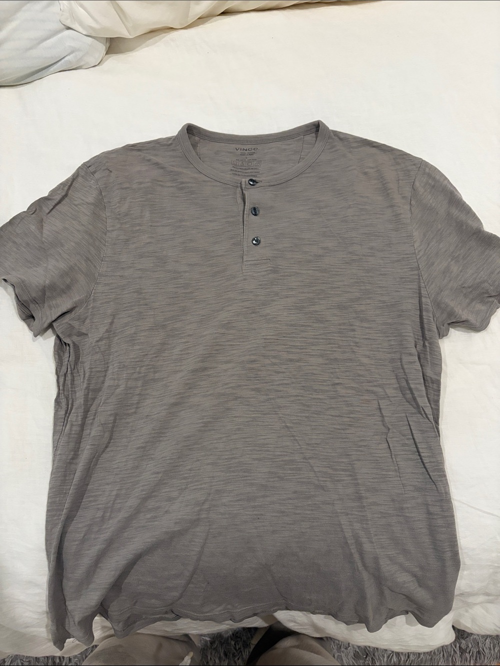 Vince Men's Short-Sleeve Gray Henley Tee
